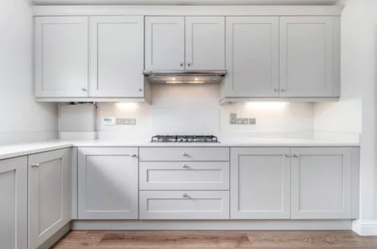 Finished kitchen cabinet installation