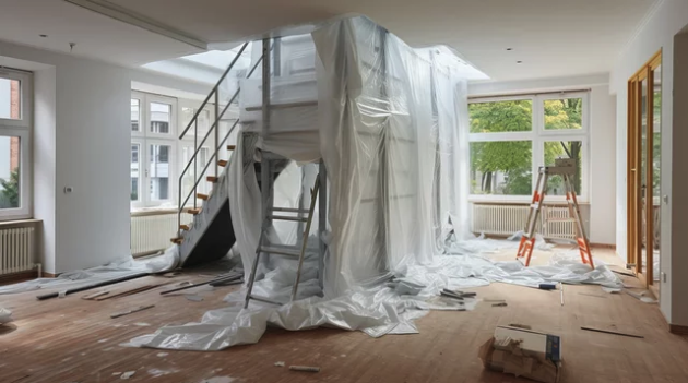 Interior painting in progress