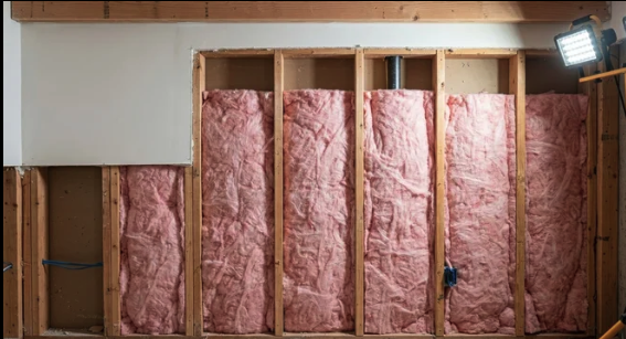 Insulation worker installing